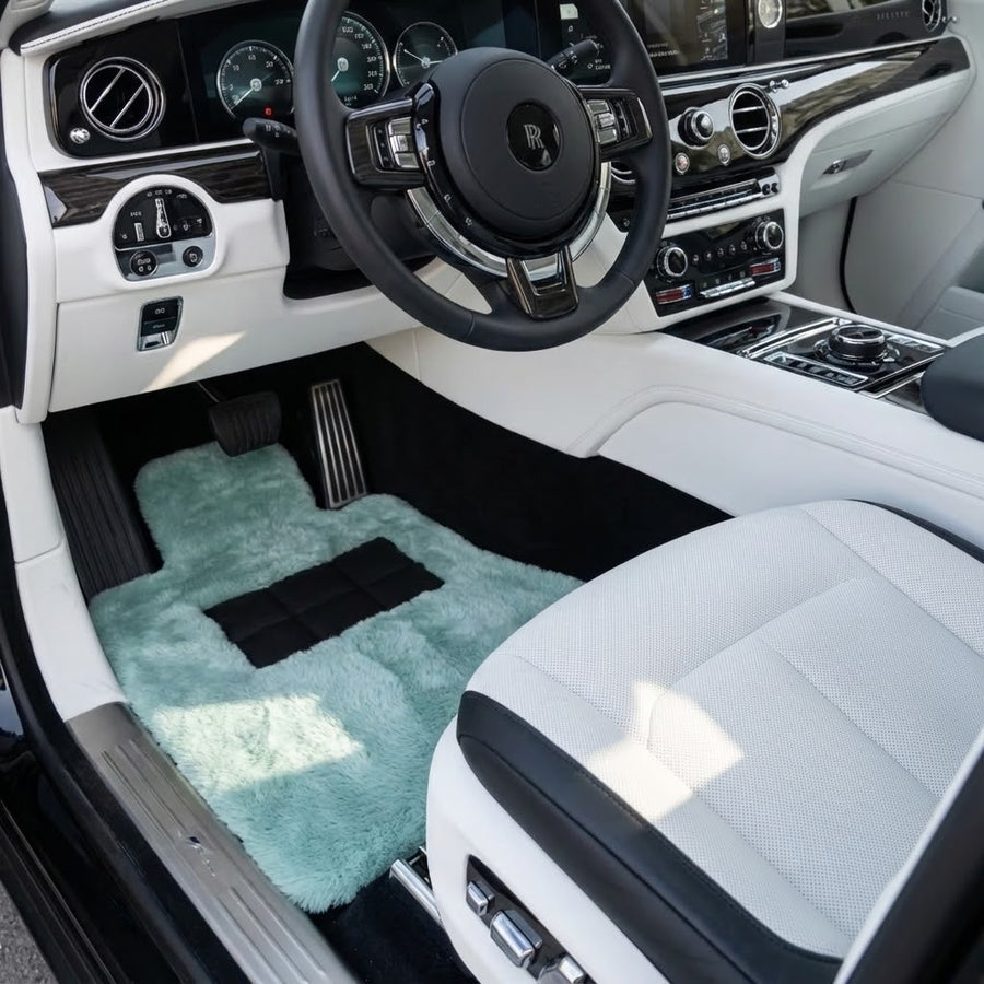 Dywaniki samochodowe z owczej skóry w kolorze Tiffany Blue dla Rolls Royce Spectre (2023-2024) Design ER56