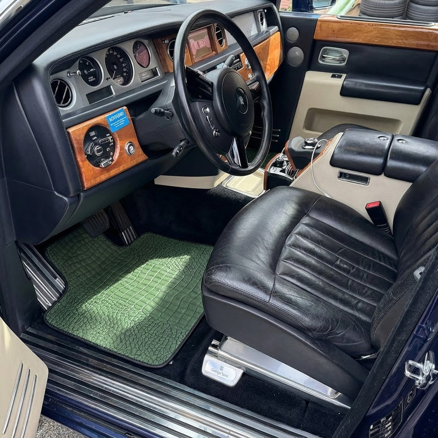Zielone skórzane dywaniki do Rolls-Royce Phantom VIII (2017-2024)