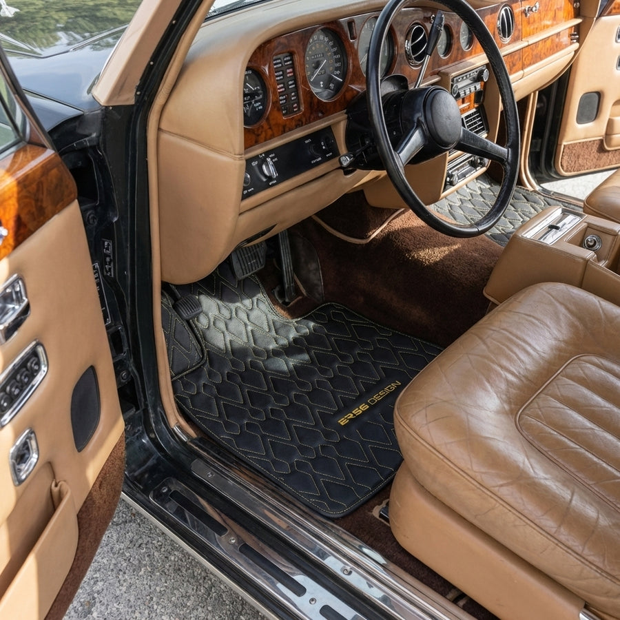 Czarne skórzane dywaniki samochodowe do Rolls-Royce Wraith (2013–2023) Design ER56