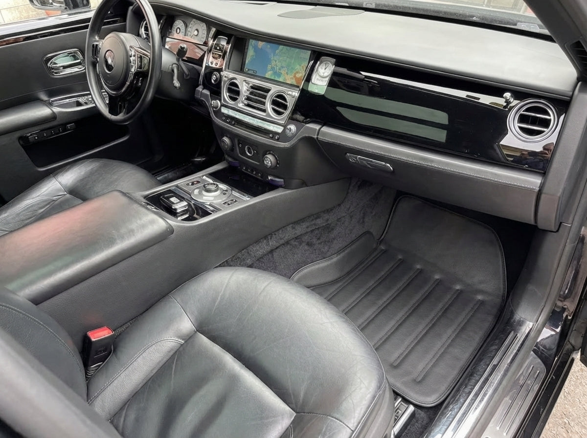 Skórzane dywaniki samochodowe do Rolls Royce Black Badge Ghost Serie I (2010–2020) Czarny