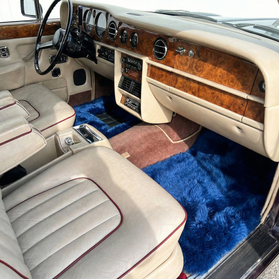 Granatowe Dywaniki welurowe samochodowe dla Rolls Royce Shadow (1965-1977) | Projekt ER56