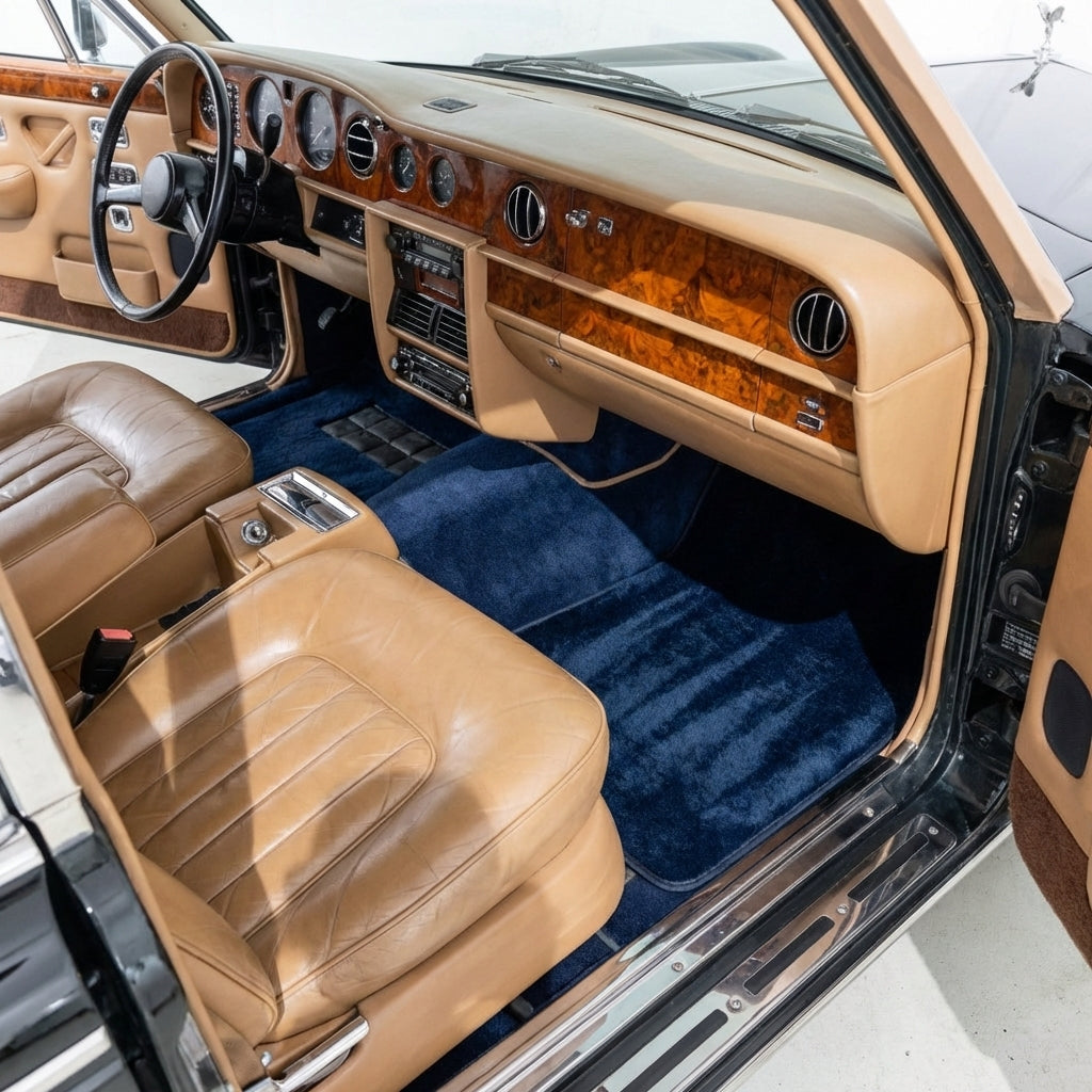 Dark Blue Sheepskin Floor Mats for Rolls-Royce Wraith (2013–2023)