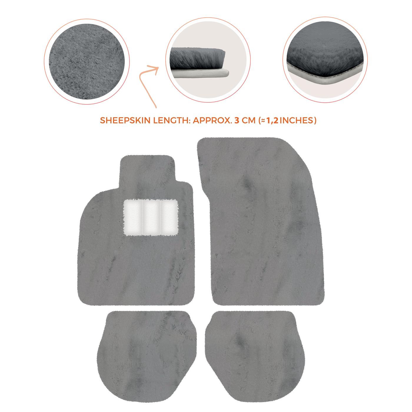 Sheepskin Floor Mats for Porsche 911-993 (1993-1998) - Sheepskin Length, Various Color Options