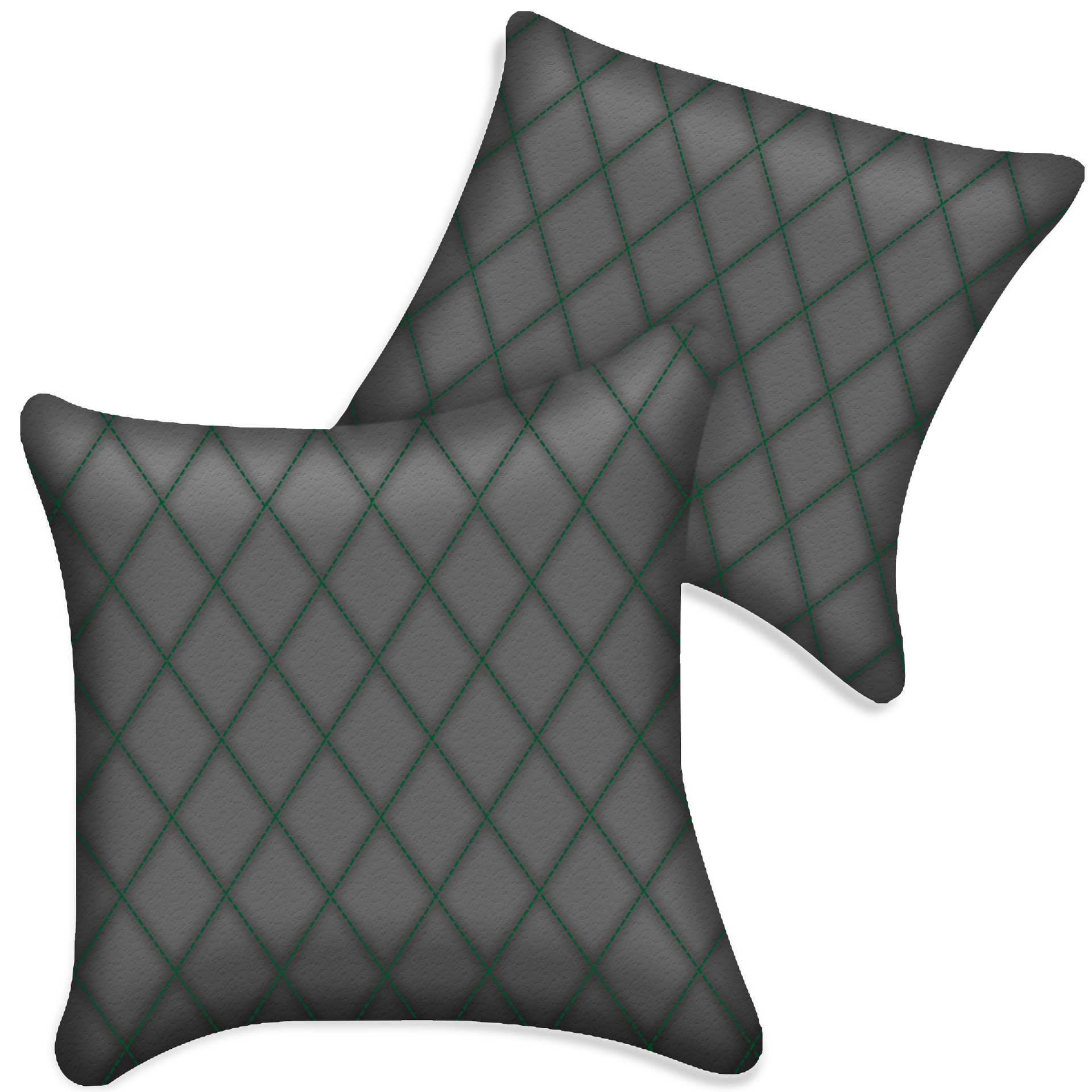 Customizable Gray Leather Pillows Set of 2 for All Vehicles | Single Diamond Pattern