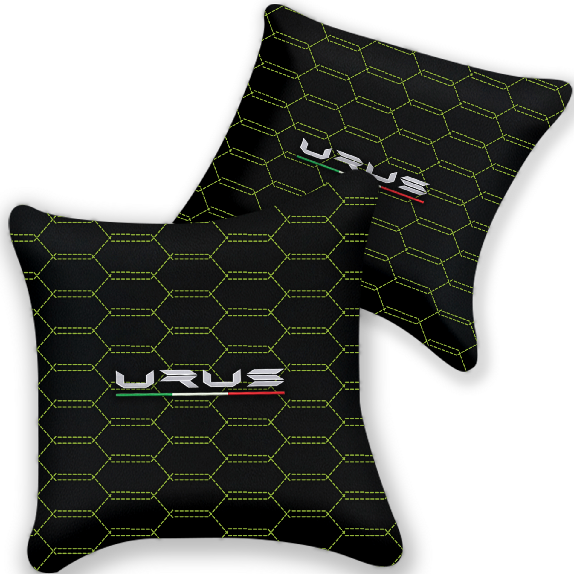 Customizable Black Leather Pillows - Set of 2 for Lamborghini