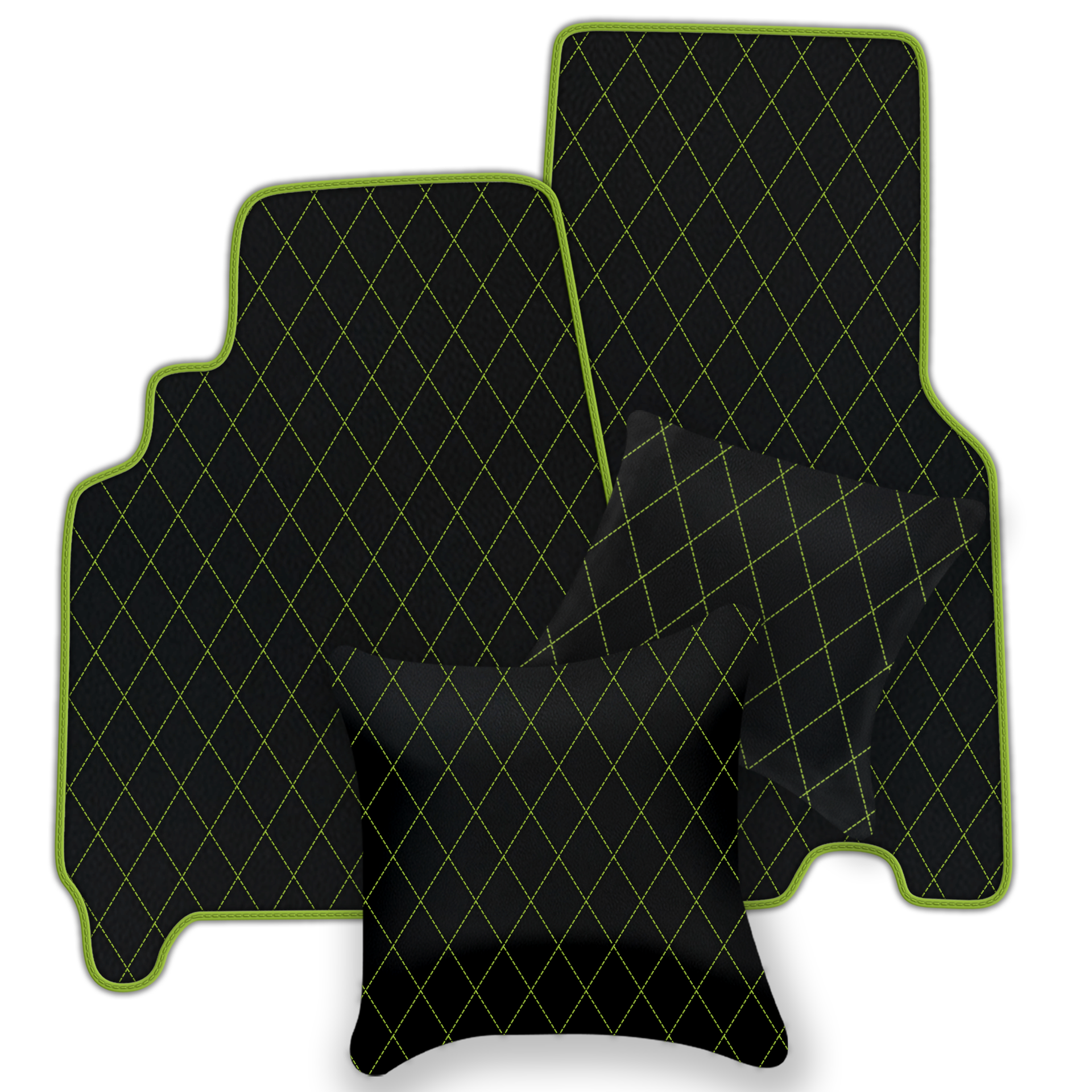 Customizable Leather Floor Mats with Double Diamond Pattern for Ferrari 550 Maranello (1996-2002) - AutoWin