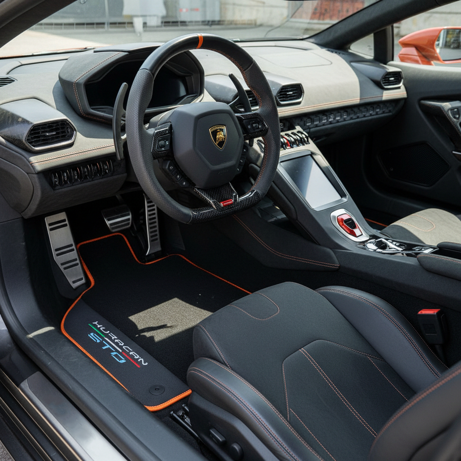 Czarne Dywaniki samochodowe do Lamborghini Huracan STO