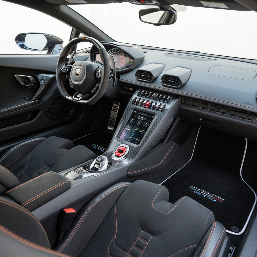 Czarne Dywaniki Welurowe Samochodowe dla Lamborghini