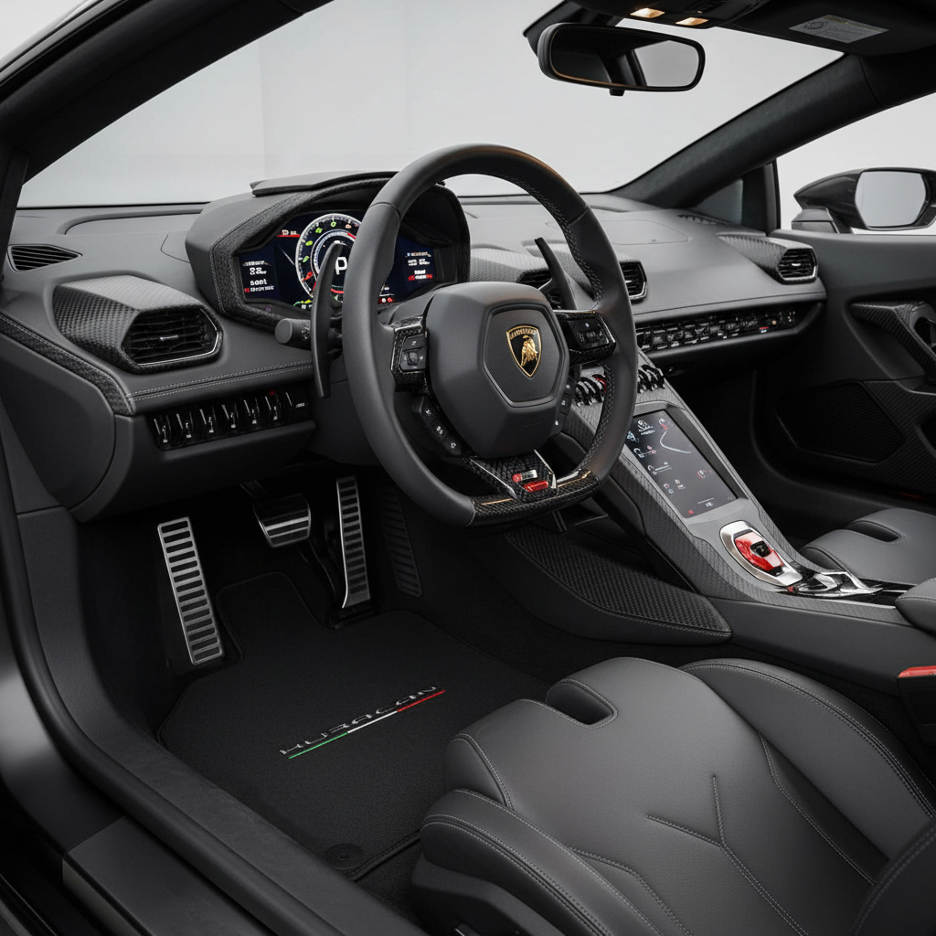 Green Leather Floor Mats for Lamborghini Huracan - AutoWin.EU