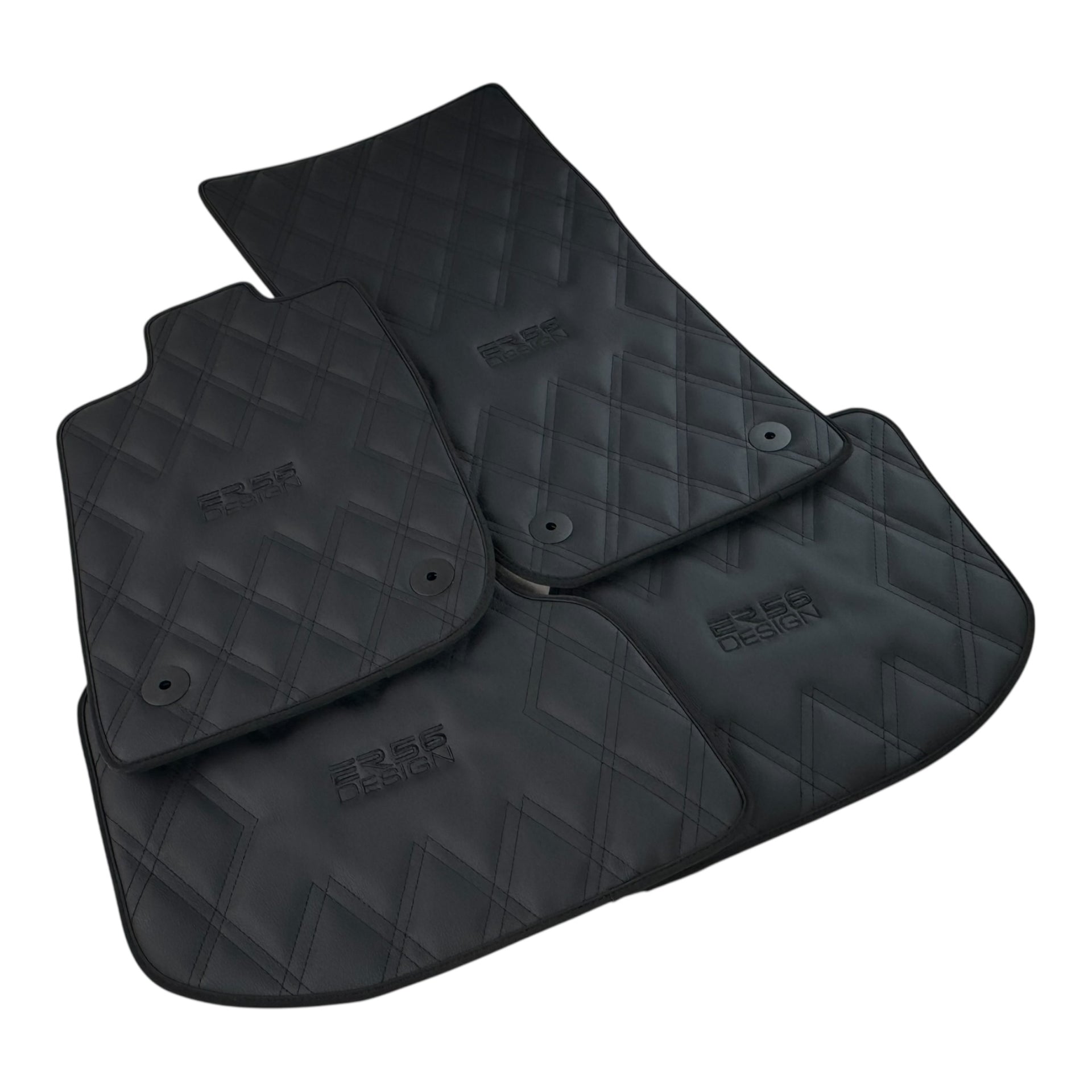 Bentley Continental GT (2018–2023) Black Floor Mats - with Leather | ER56 Design