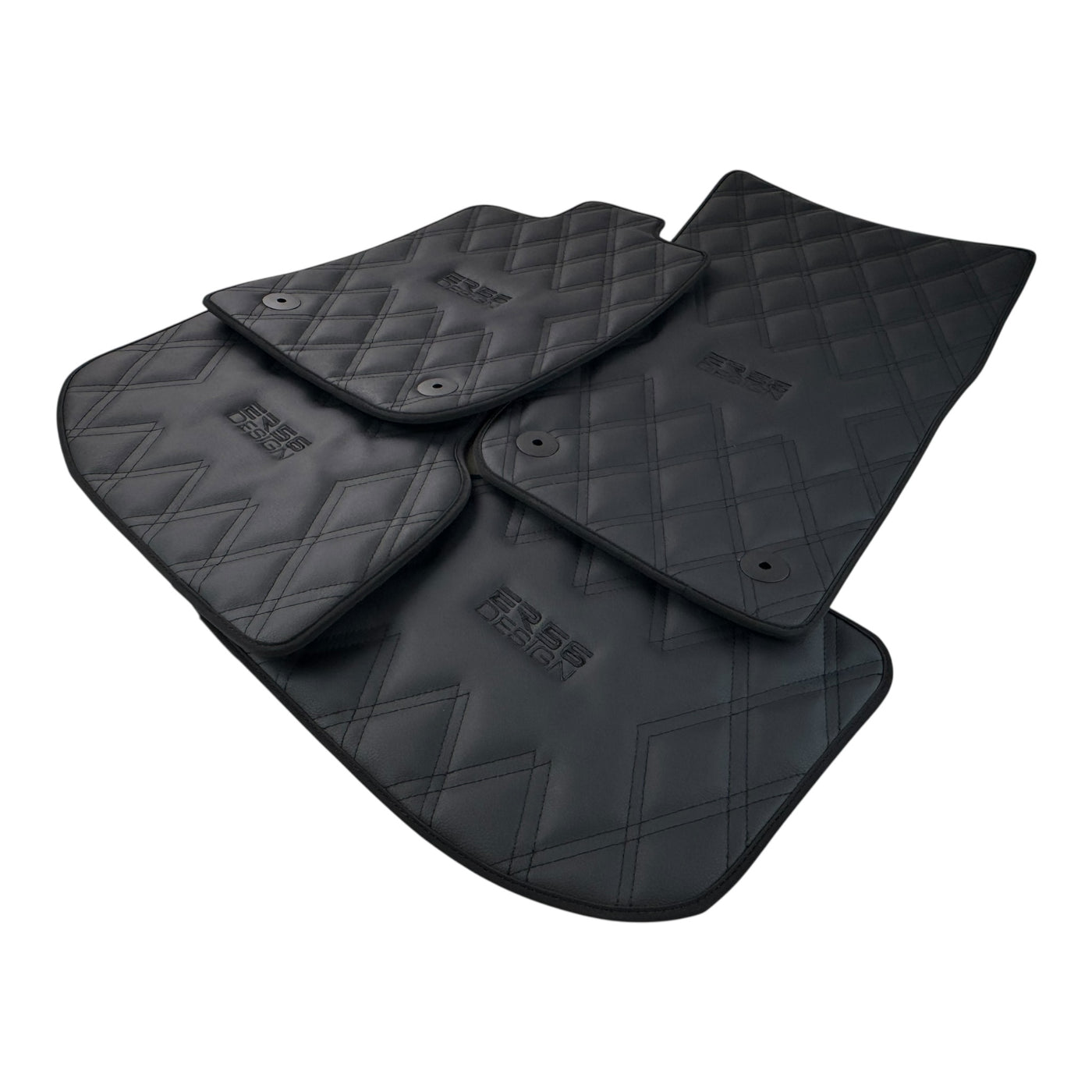 Bentley Continental GT (2018–2023) Black Floor Mats - with Leather | ER56 Design