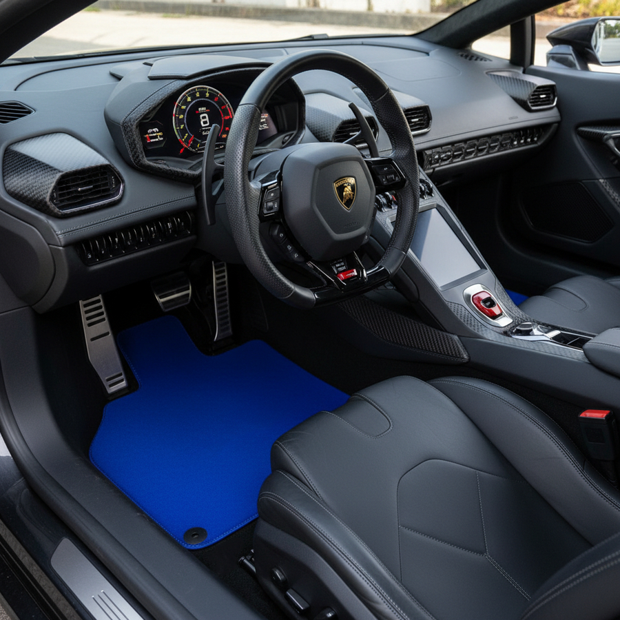 Niebieskie dywaniki samochodowe dla Lamborghini Huracan EVO 2019-2024