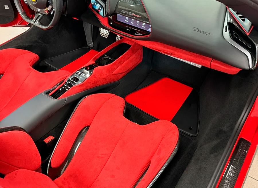 Czerwone Dywaniki Samochodowe do Ferrari SF90 Stradale (2019-2024) z Skóry