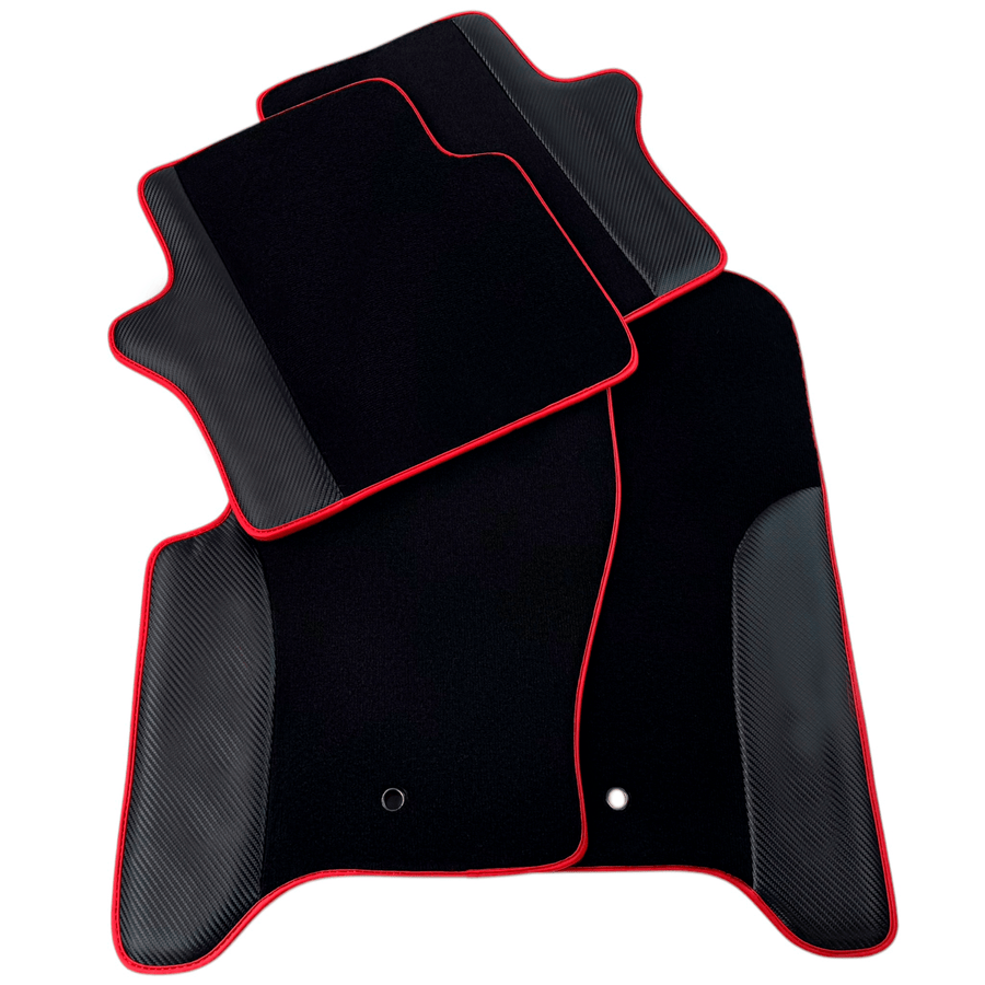 Customizable Black Floor Mats for Range Rover Sport (2013-2022) with Carbon Fiber | Red Trim