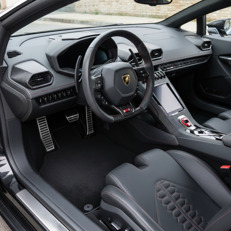 Dywaniki samochodowe w kolorze czarnym do Lamborghini Huracan Perfomante