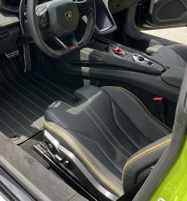 Customizable Leather Floor Mats with Symmetrical Hex Pattern for Lamborghini Temerario (2025-2026) - AutoWin