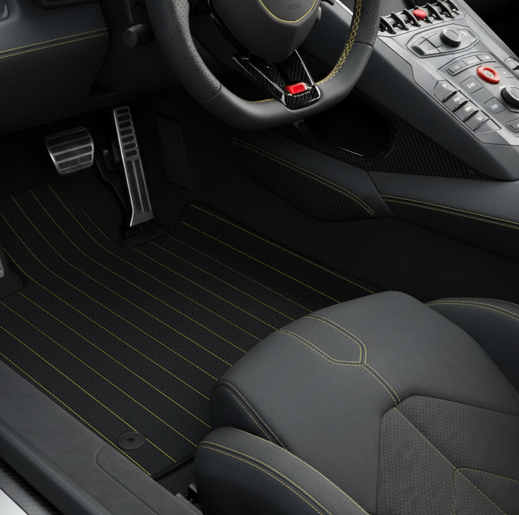 Customizable Leather Floor Mats with Hex Pattern for Lamborghini Aventador SV (2012-2022) - AutoWin