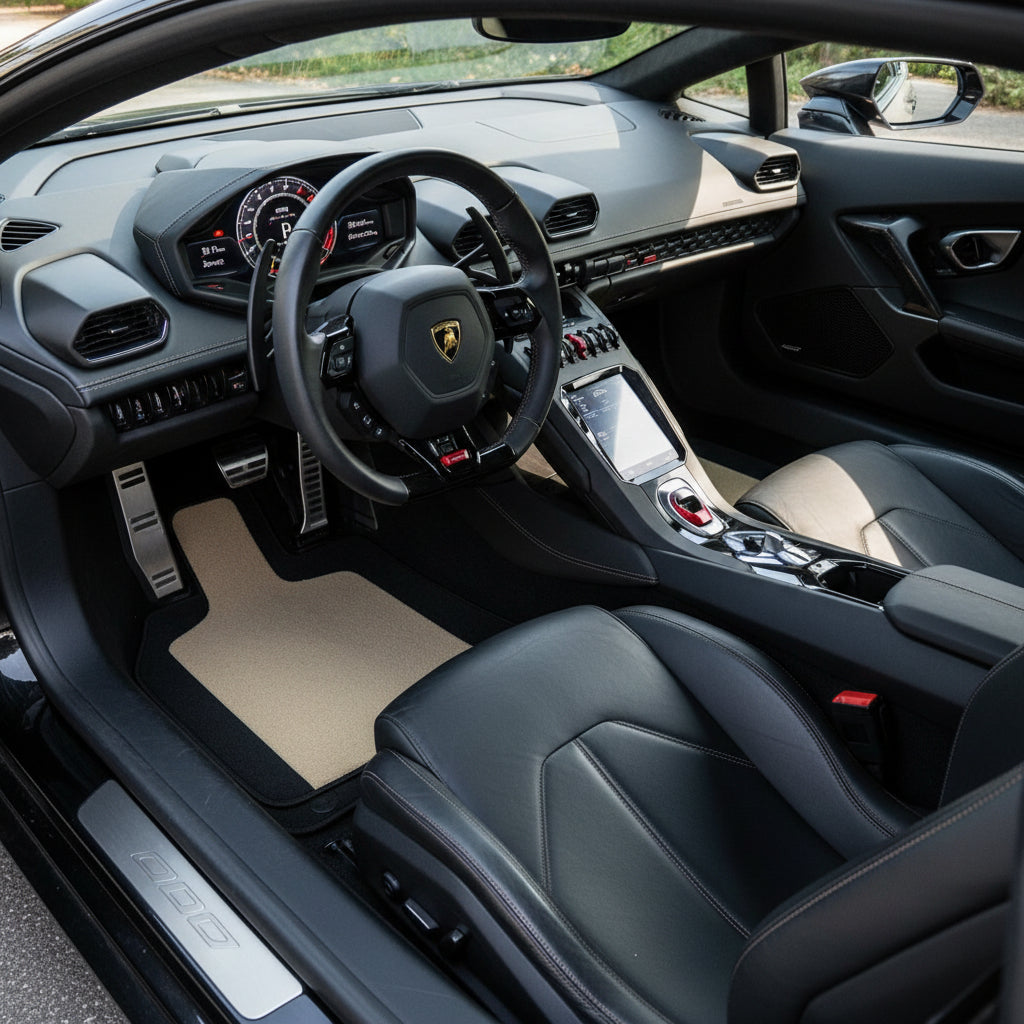 Customizable Floor Mats From Carpet with Leather for Lamborghini Huracan STO (2021-2024) - AutoWin
