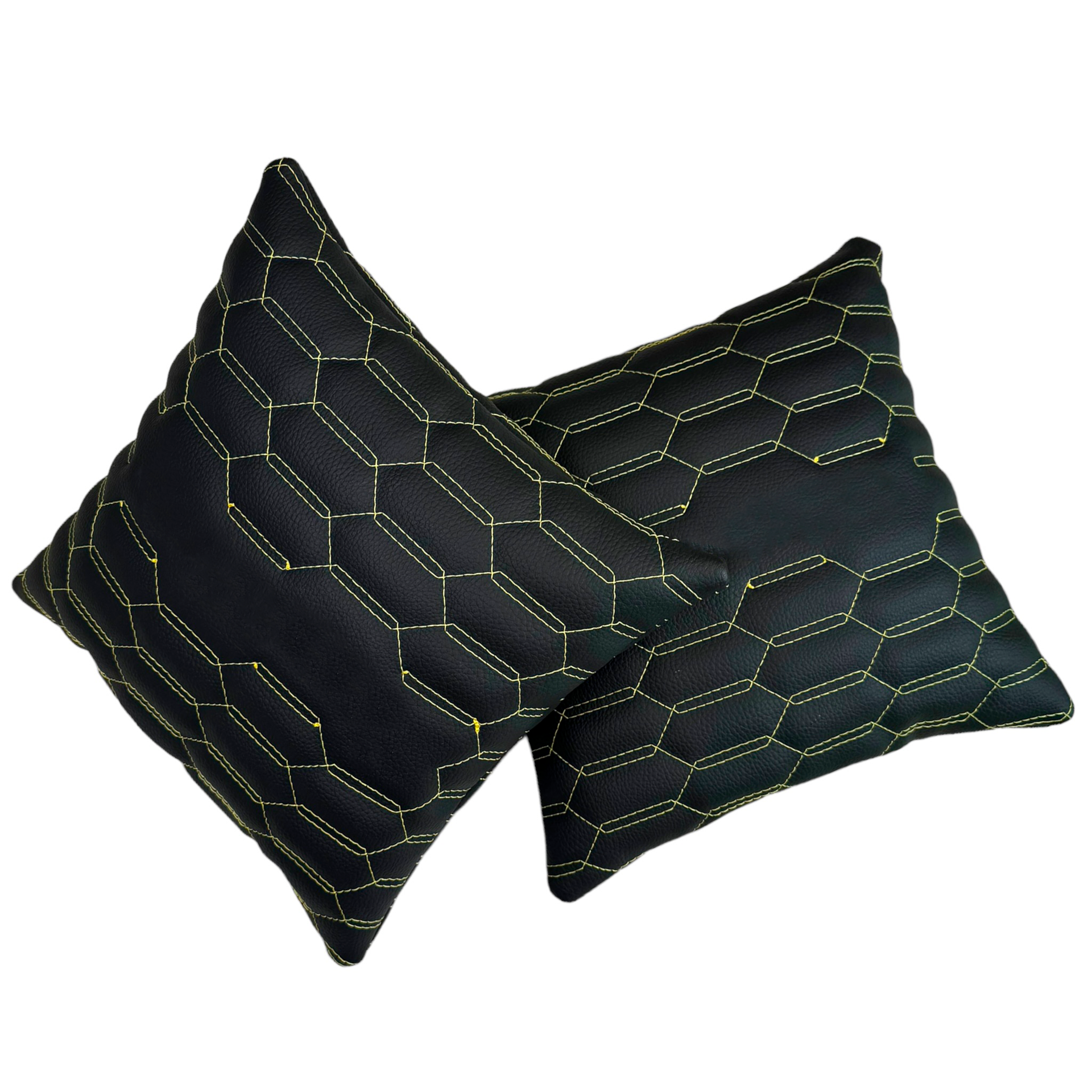 Customizable Black Leather Pillows Set of 2 | Yellow Sewing