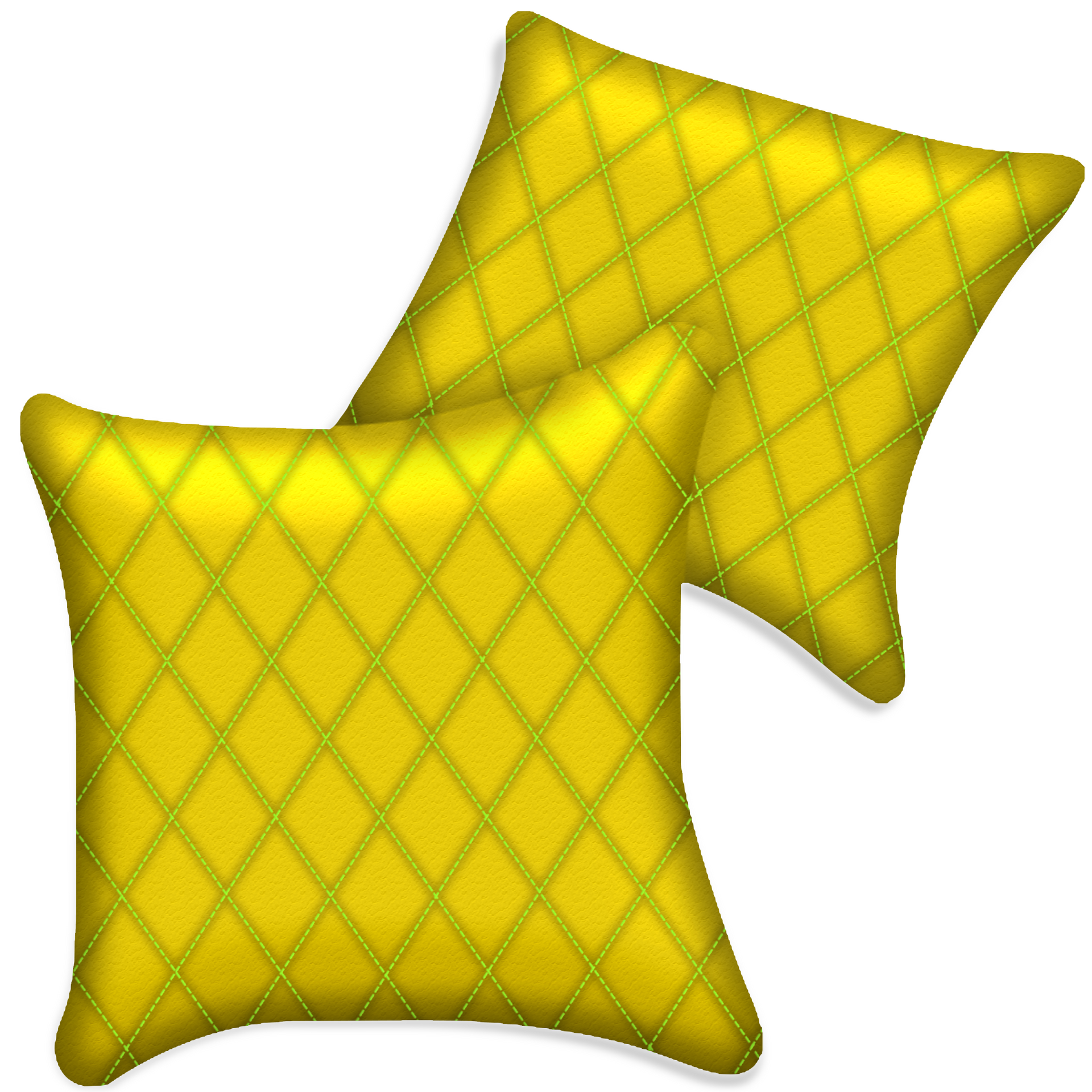Customizable Yellow Leather Pillows Set of 2 for All Vehicles | Single Diamond Pattern