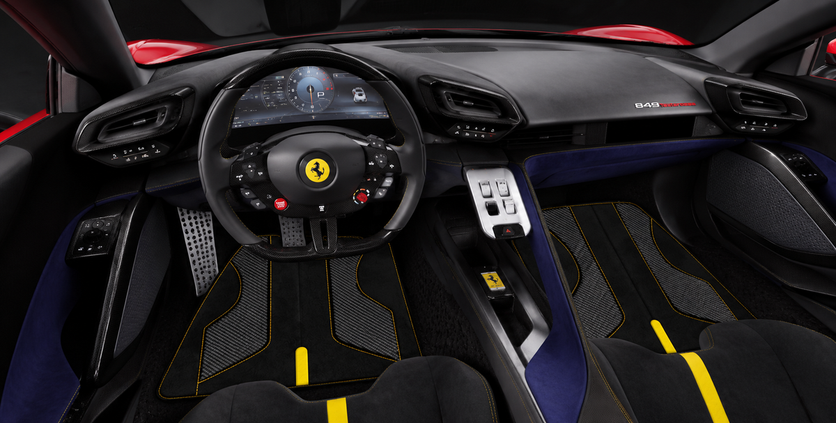Interior look of floor mats for Dopasowane skórzane dywaniki samochodowe z wzorem AW35 dla Ferrari 849 Testarossa (2026-2027)