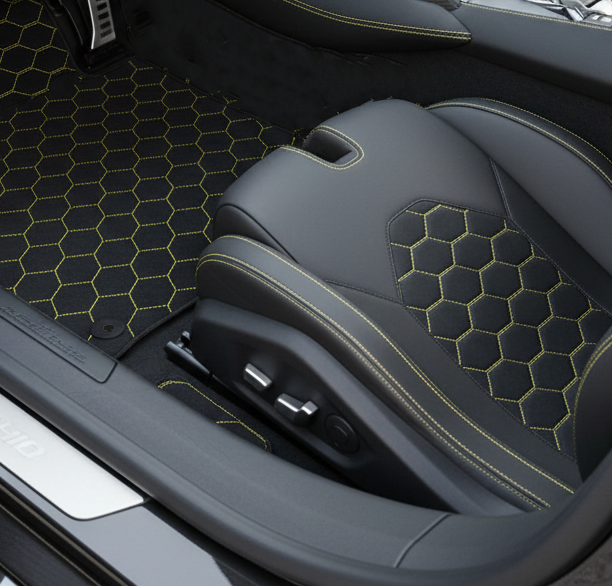 Customizable Leather Floor Mats with Symmetrical Hex Pattern for Lamborghini Temerario (2025-2026) - AutoWin