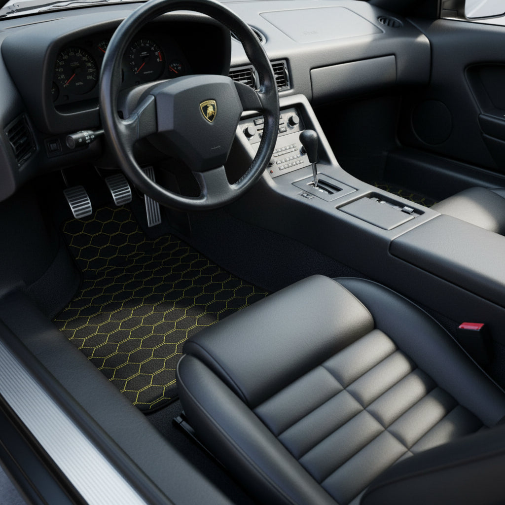 Customizable Leather Floor Mats with Divario Pattern for Lamborghini Diablo (1990-2001) - AutoWin