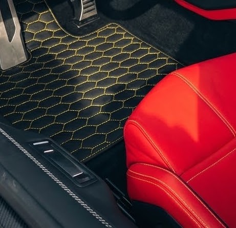 Customizable Leather Floor Mats with Symmetrical Hex Pattern for Lamborghini Temerario (2025-2026) - AutoWin