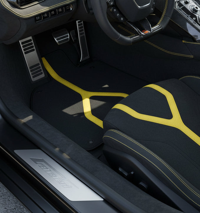 Customizable Floor Mats From Carpet with Leather A56 Pattern for Lamborghini Sian (2020-2022)