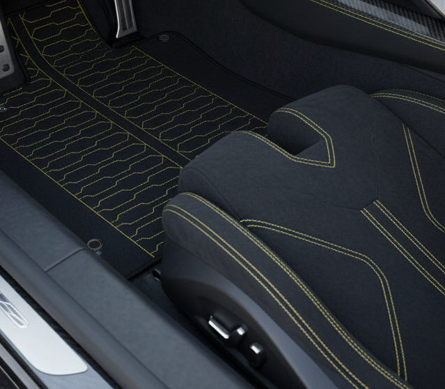 Customizable Floor Mats From Carpet with Leather A56 Pattern for Lamborghini Centenario (2016-2017) - AutoWin