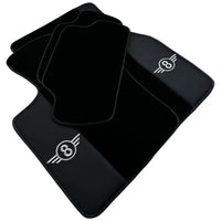 Black Floor Mats for Mini Cooper / One Electric (2020-2023) with Leather - AutoWin