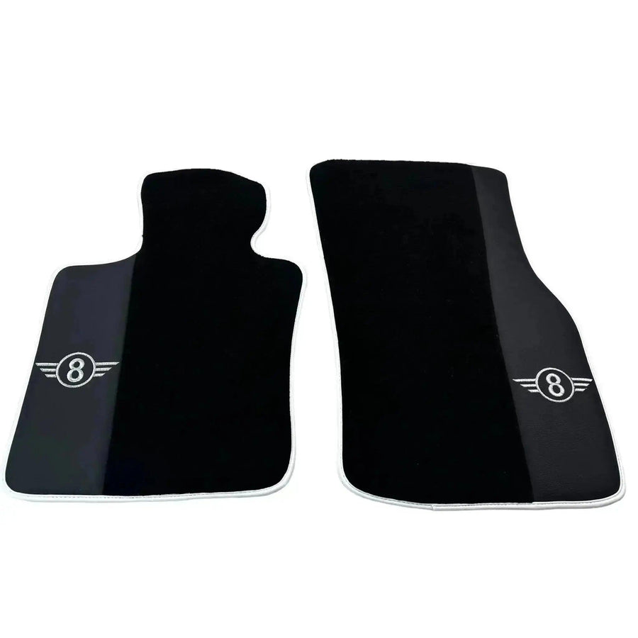Black Floor Mats for Mini Cooper / One R50 (2001-2007) with Leather | White Trim - AutoWin