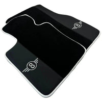 Black Floor Mats for Mini Cooper / One R50 (2001-2007) with Leather | White Trim - AutoWin