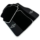 Black Floor Mats for Mini Cooper / One R53 (2001-2007) Cooper S with Leather | White Trim - AutoWin