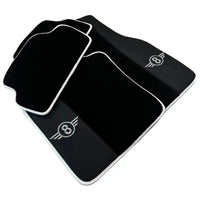 Black Floor Mats for Mini Cooper / One R53 (2001-2007) Cooper S with Leather | White Trim - AutoWin