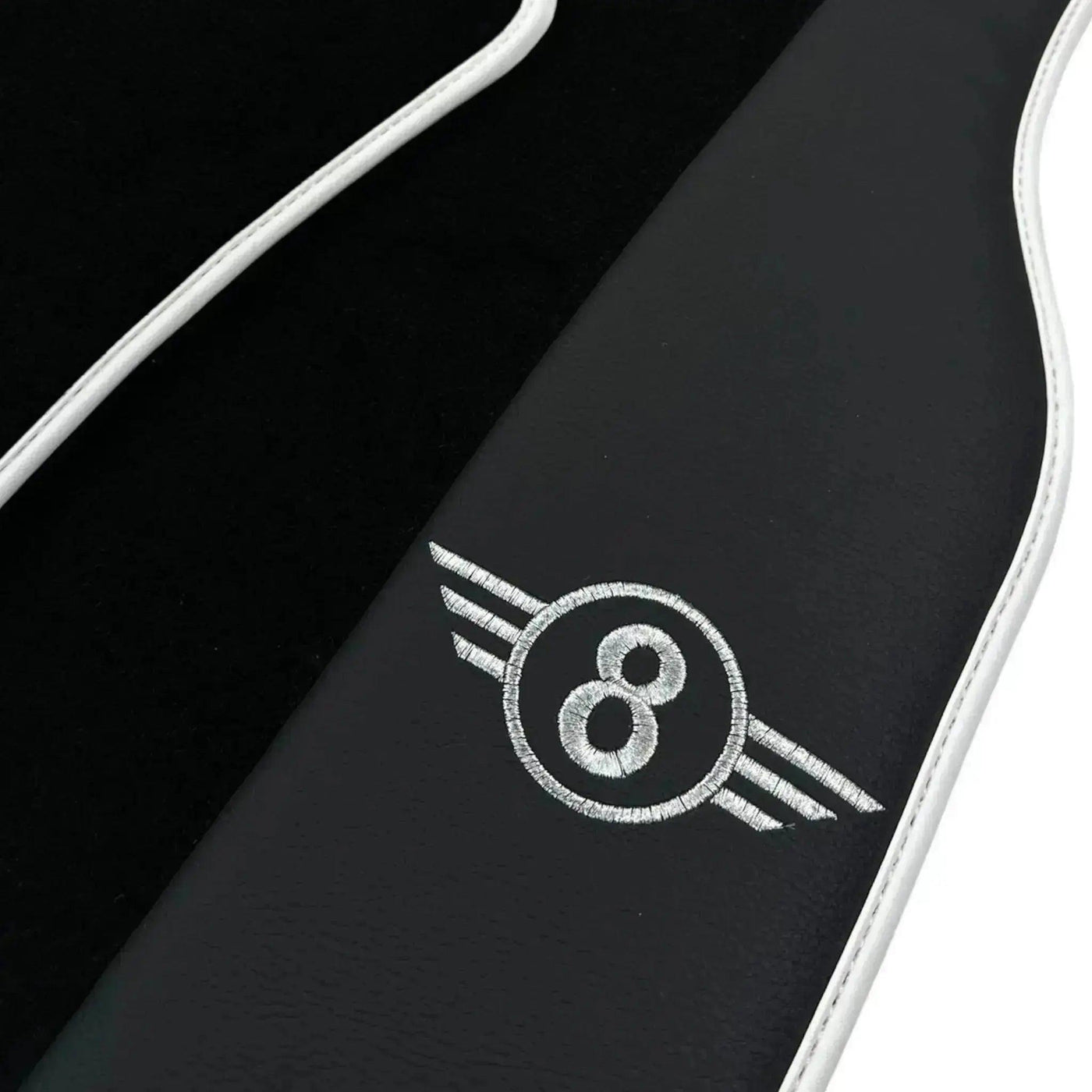 Black Floor Mats for Mini Cooper / One R53 (2001-2007) Cooper S with Leather | White Trim - AutoWin