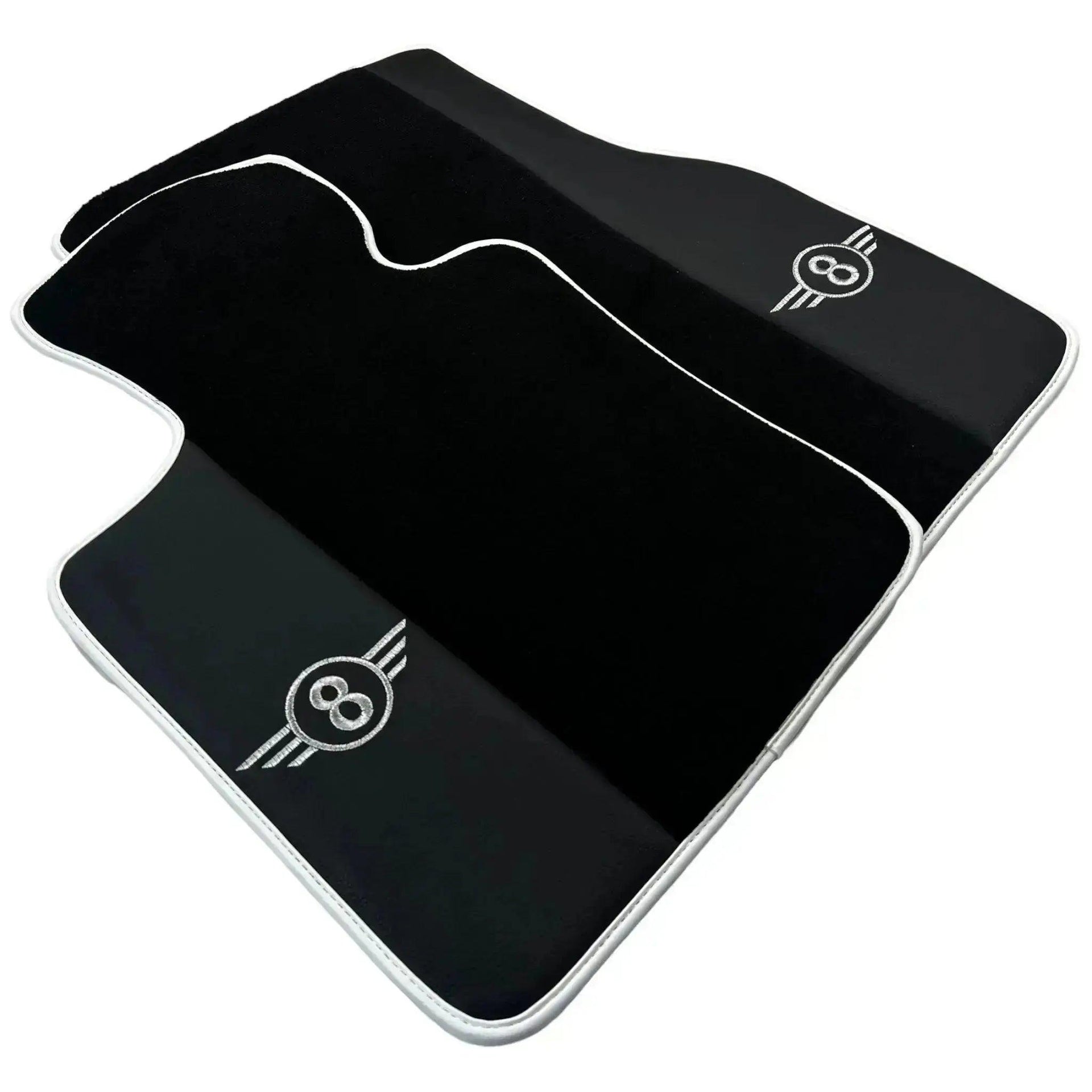 Black Floor Mats for Mini Cooper / One R53 (2001-2007) Cooper S with Leather | White Trim - AutoWin