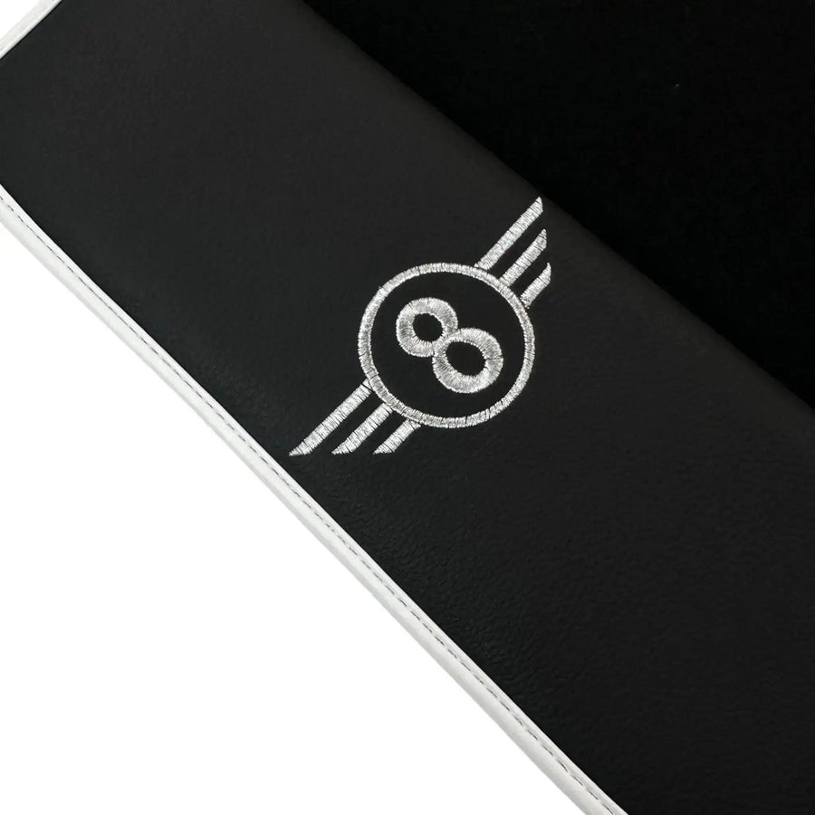Black Floor Mats for Mini Cooper / One R56 (2007-2014) with Leather | White Trim - AutoWin