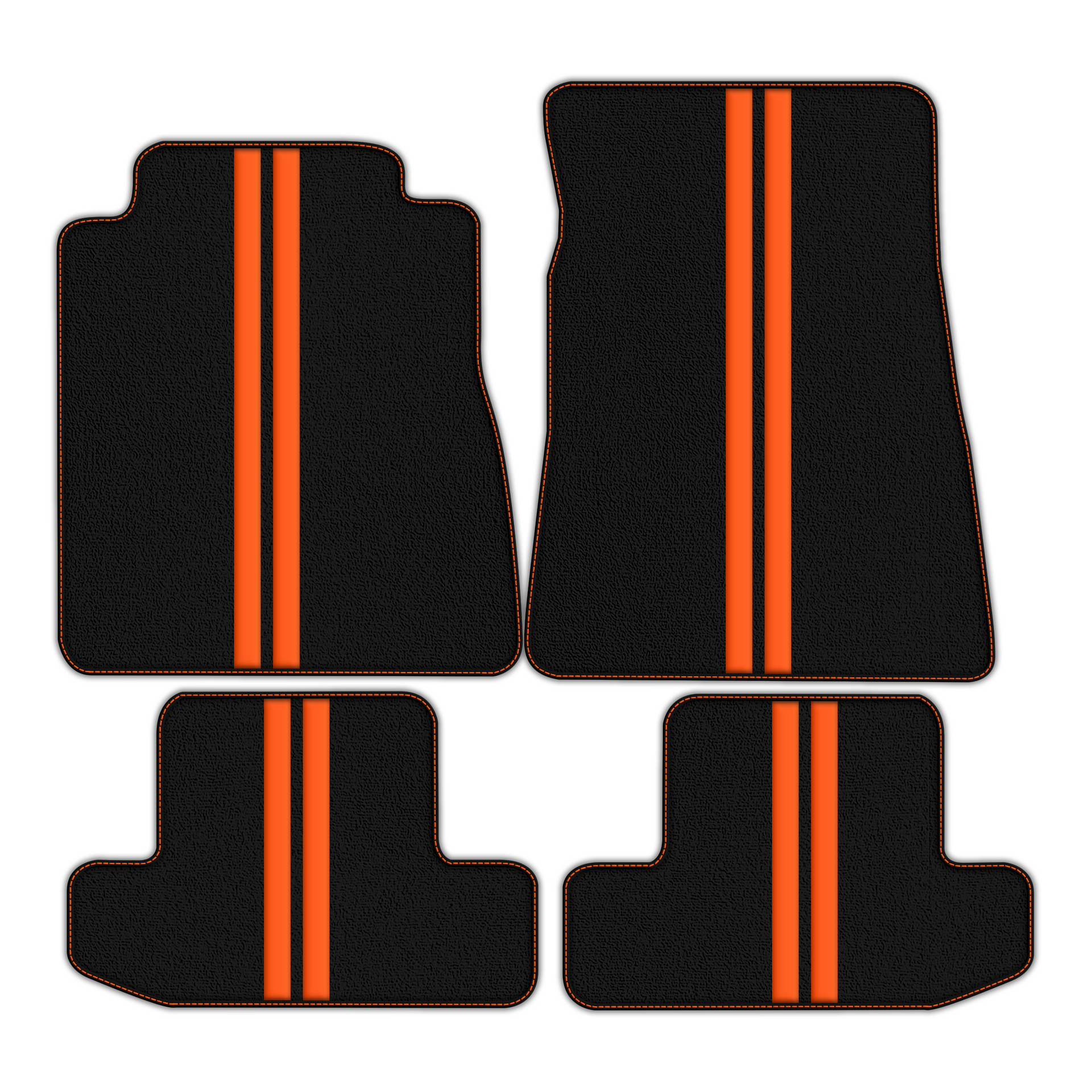 Black Floor Mats with Leather Line for Ford GT500 Shelby (2015-2021) - Various Colors