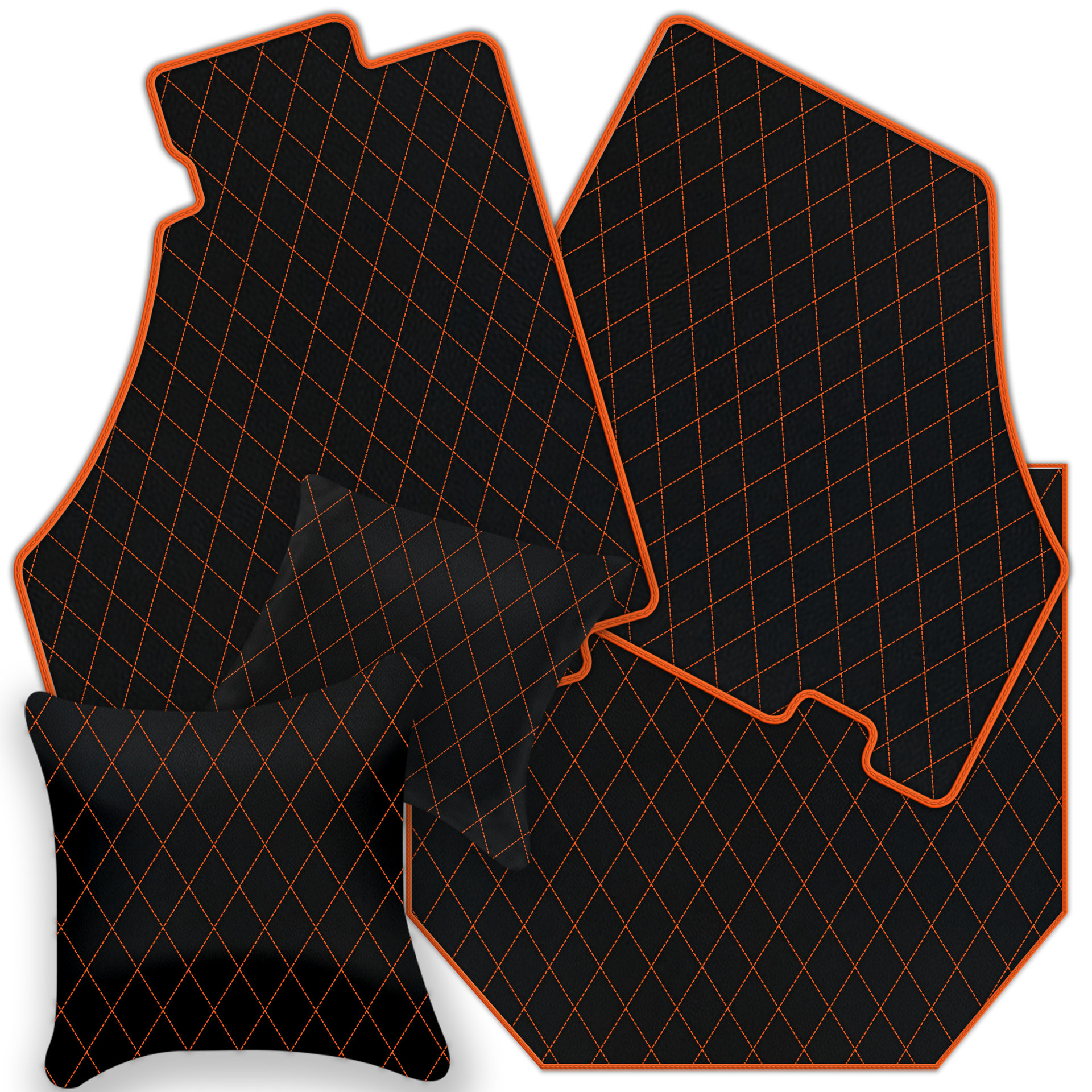 Black Floor Mats For Ferrari 360 Modena 1999-2005 With Red Alcantara Leather - AutoWin