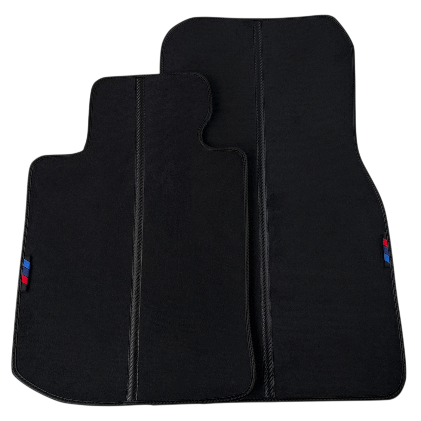 Black Floor Mats for BMW X2 Series F39 with Carbon Fiber Style Detailing
