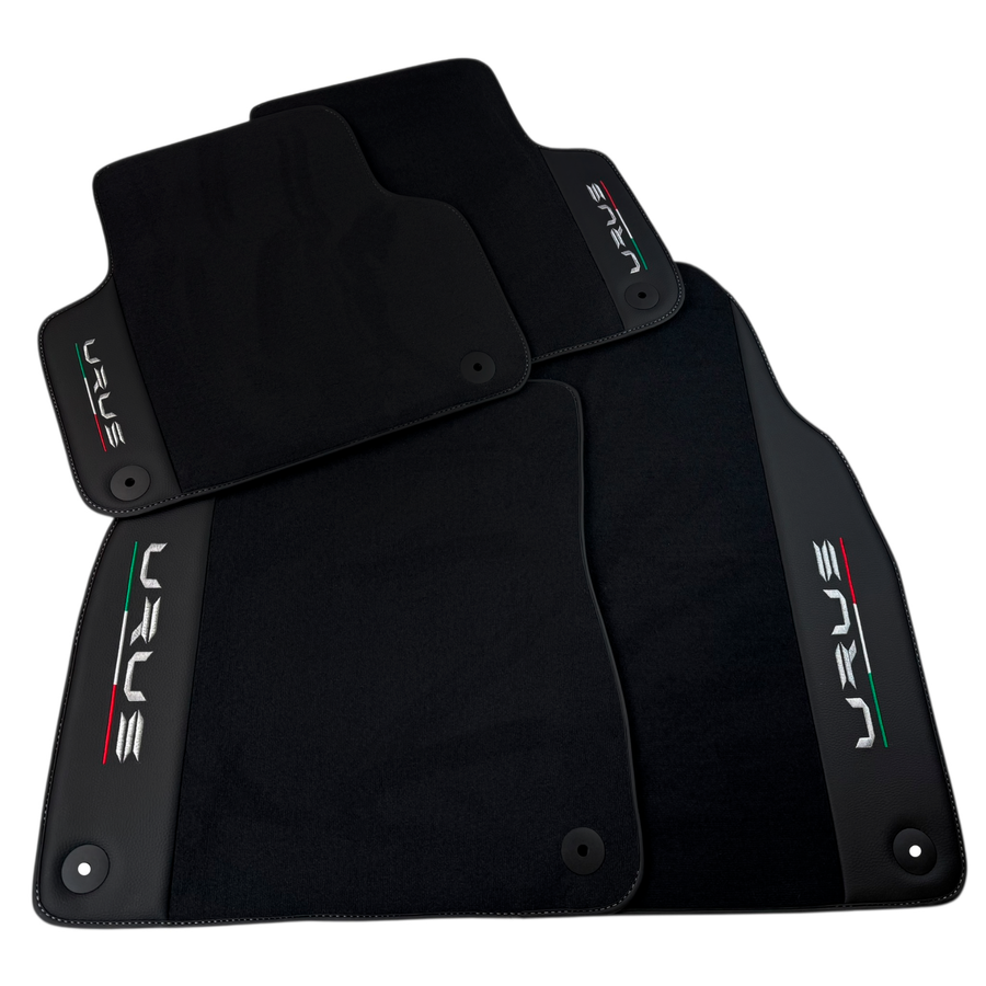 Black Floor Mats for Lamborghini Urus with Carbon Fiber Leather