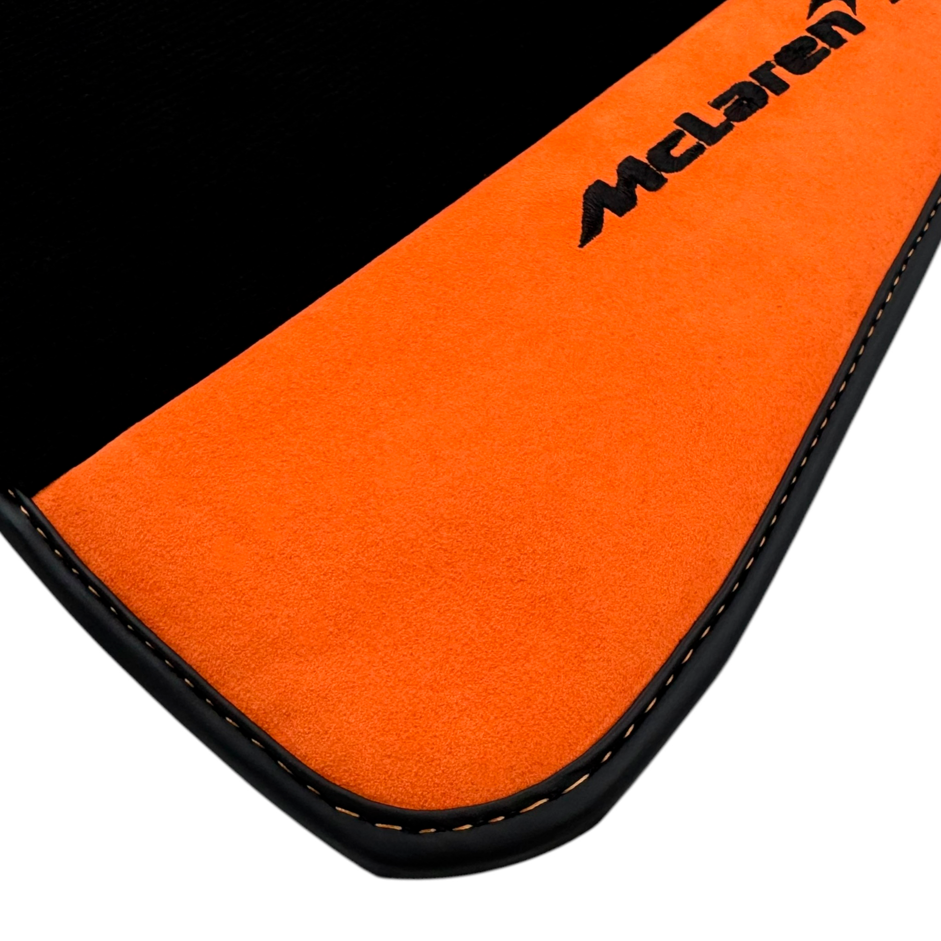 Black Floor Mats For McLaren Spider with Orange Alcantara Leather