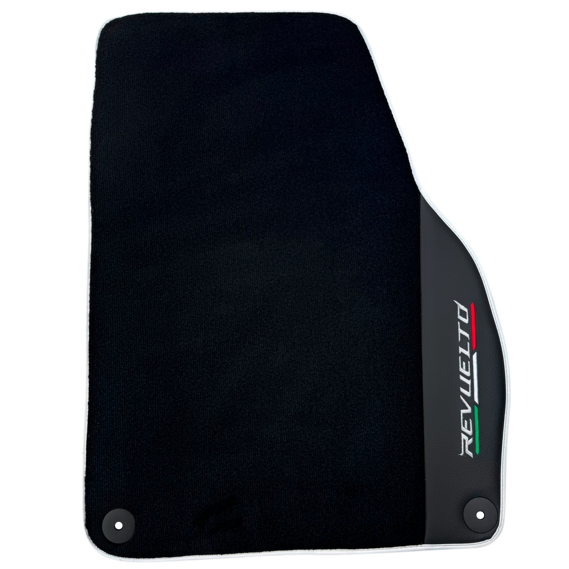 Black Floor Mats with Leather for Lamborghini Revuelto (2024-2025) | White Trim