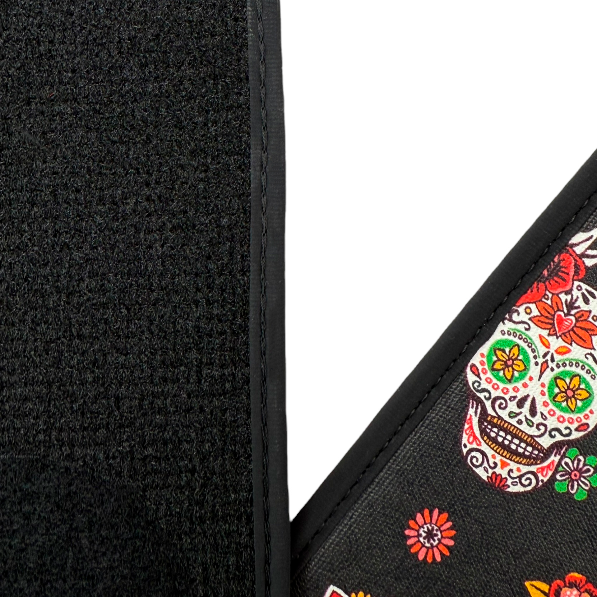 Black Floor Mats for BMW 3 Series G20 4-door Sedan (2019-2024) with Black Floral Skull Design