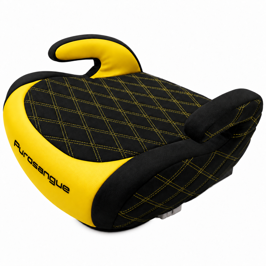 Black Alcantara Backless Car Seat for Kids with Yellow Leather | for Ferrari Purosangue