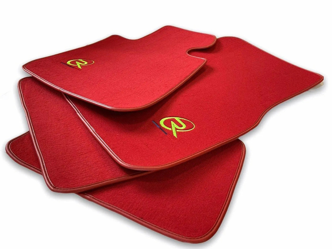Red Floor Mats For BMW G61 (2023-2026) Touring ROVBUT Brand Tailored Set Perfect Fit Green SNIP Collection - AutoWin