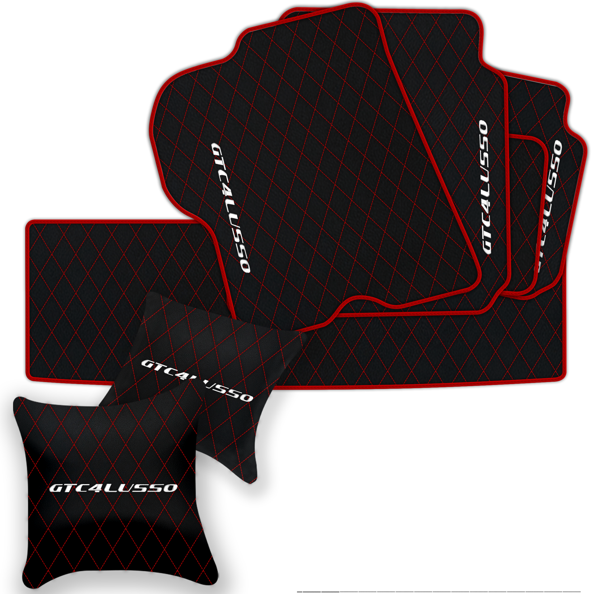 Luxury Black Leather Floor Mats for Ferrari Roma (2021-2024)