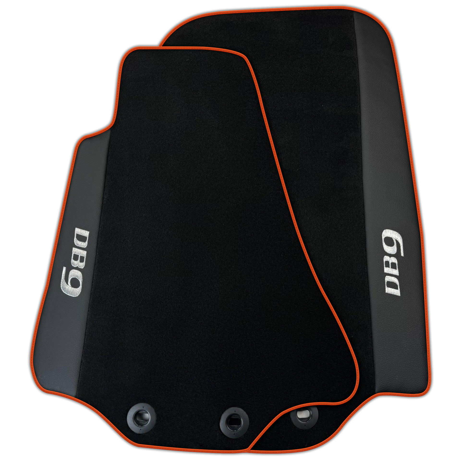 Black Floor Mats for Aston Martin DB9 (2004-2016) with Leather