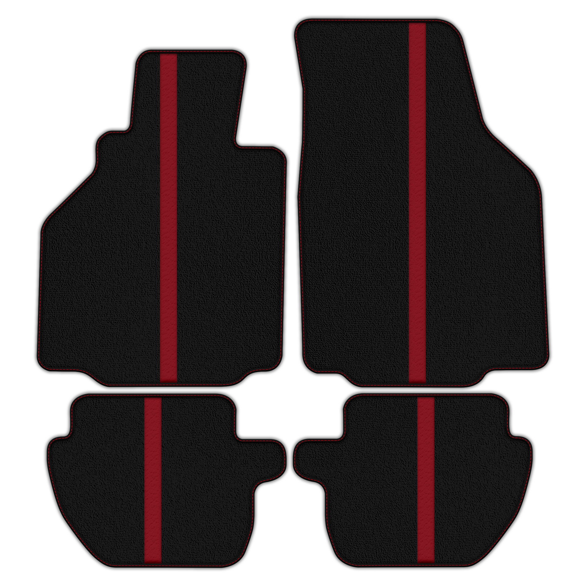 Black Floor Mats with Leather Line for Porsche 911 - 996 (1998-2004) - Various Colors